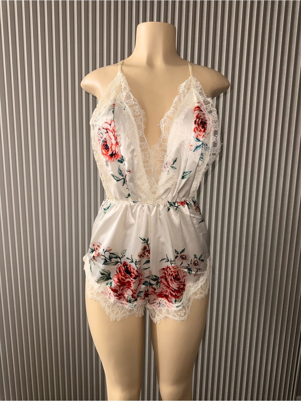 Floral Lace-Trim White Romper Teddy - Women's Intimate